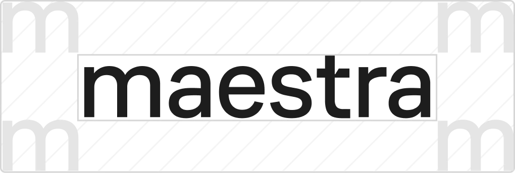 Clear space around the Maestra logo, as wide as the letter m on every side