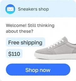Welcome email: still thinking about these grey sneakers, $110