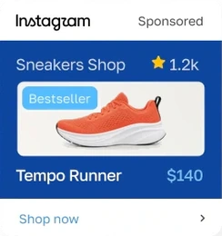 Instagram ad: Tempo Runner, bestseller, $140
