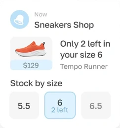 Push: only 2 left in your size 6, Tempo Runner $129
