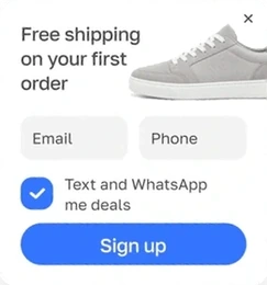 Sign-up pop-up: free shipping on your first order