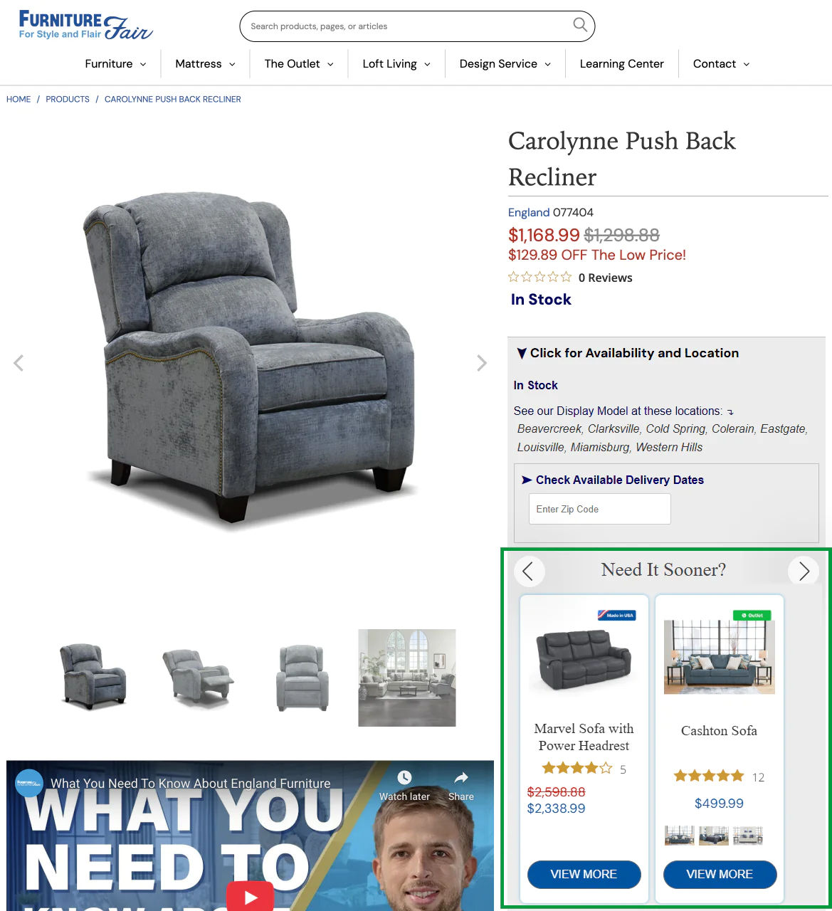 Image When delivery estimates run long, customers see ready-to-ship alternatives without having to search