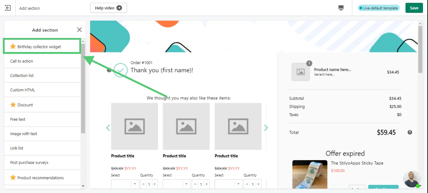 Widget customization with Upsell