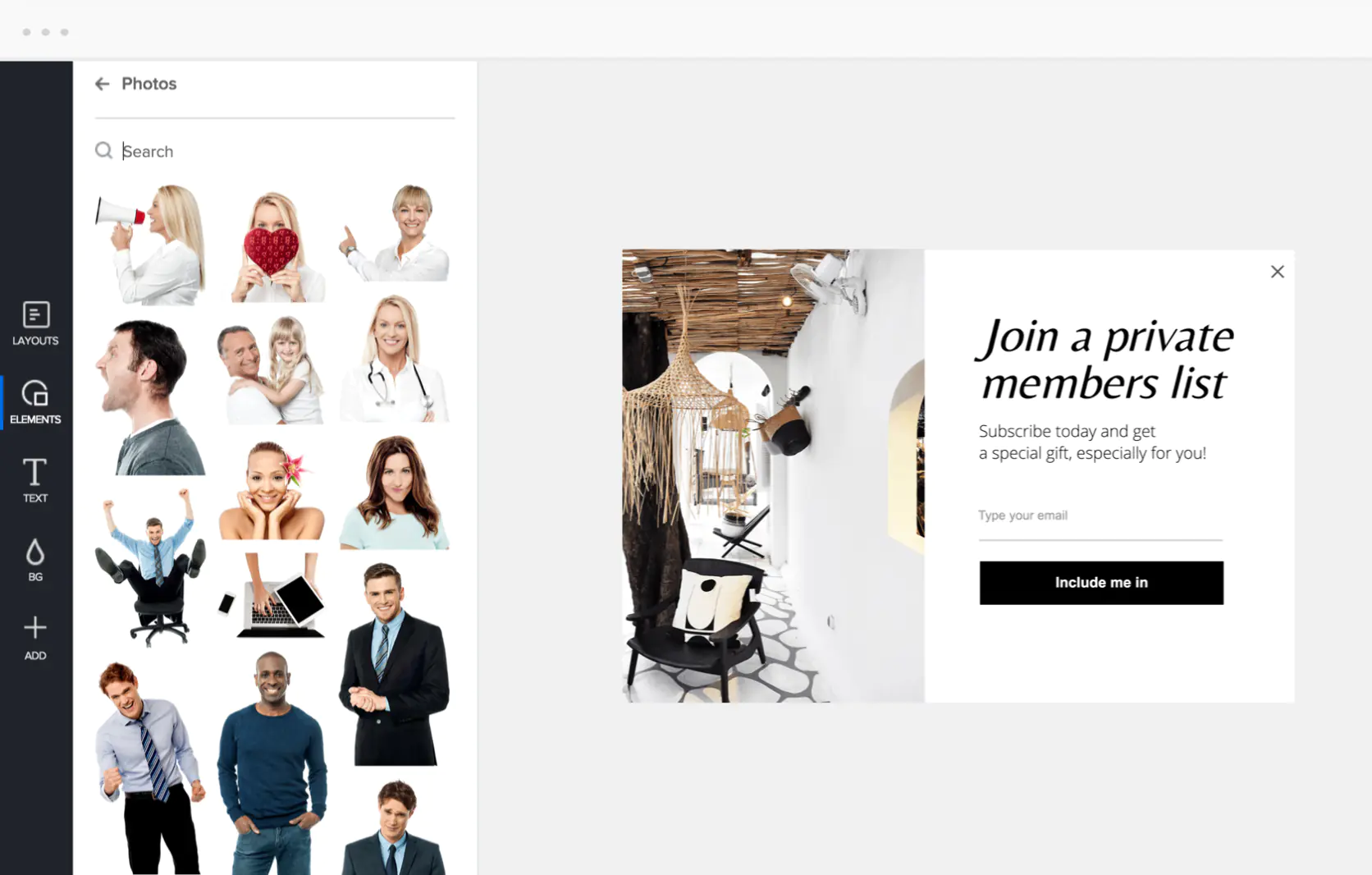 Adoric pop-up editor