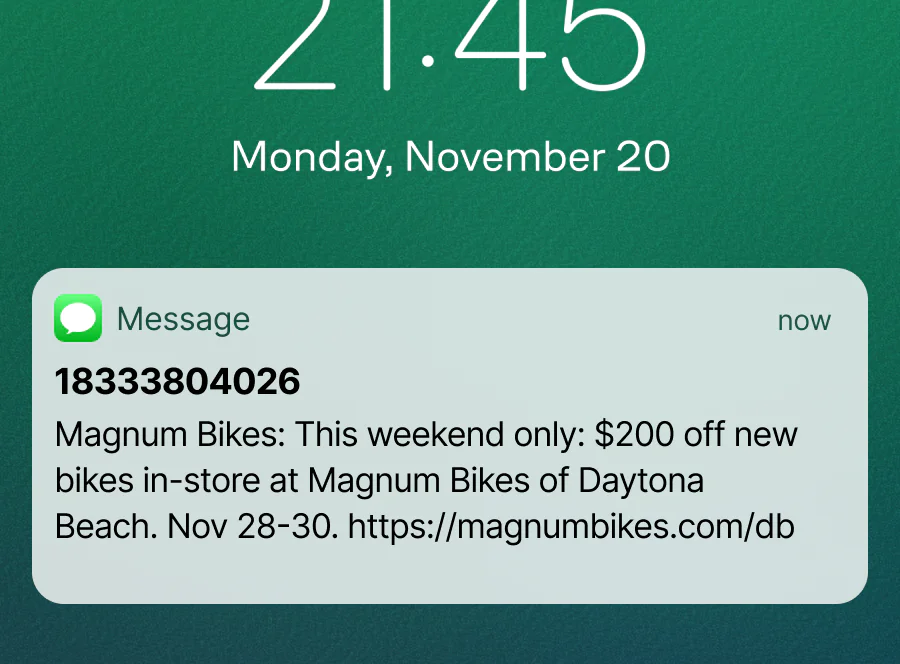 Exclusive in-store promotion sent to local subscribers