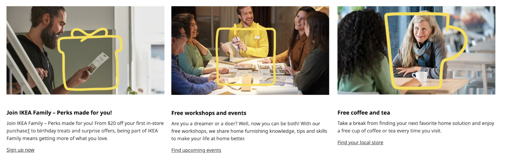 IKEA's loyalty program offers free coffee with every visit – a small touch that encourages repeat store visits