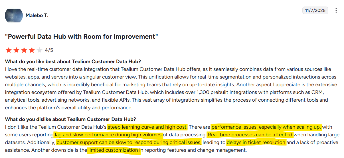 What users are saying about Tealium on G2