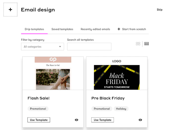 Drip’s email templates