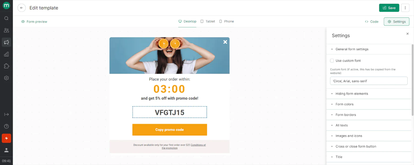 Maestra’s pop-up template editing
