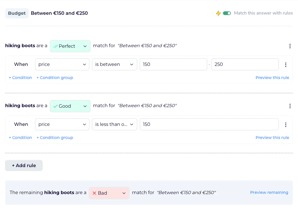 Rules settings in Aiden