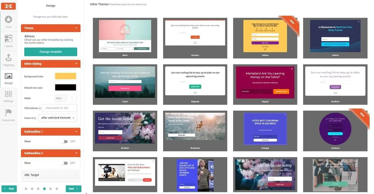 HelloBar’s pop-up templates