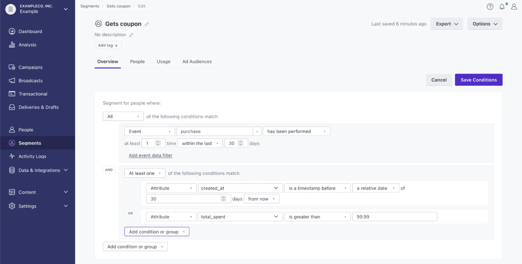 Image Customer.io: user segmentation