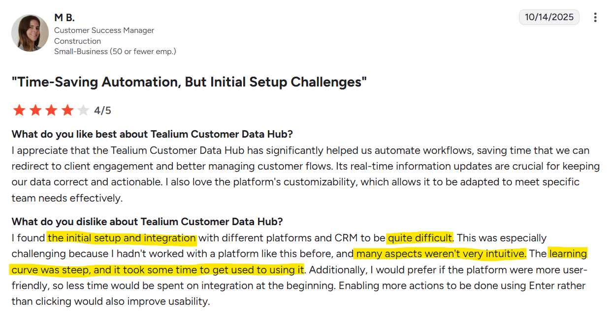 What users are saying about Tealium on G2