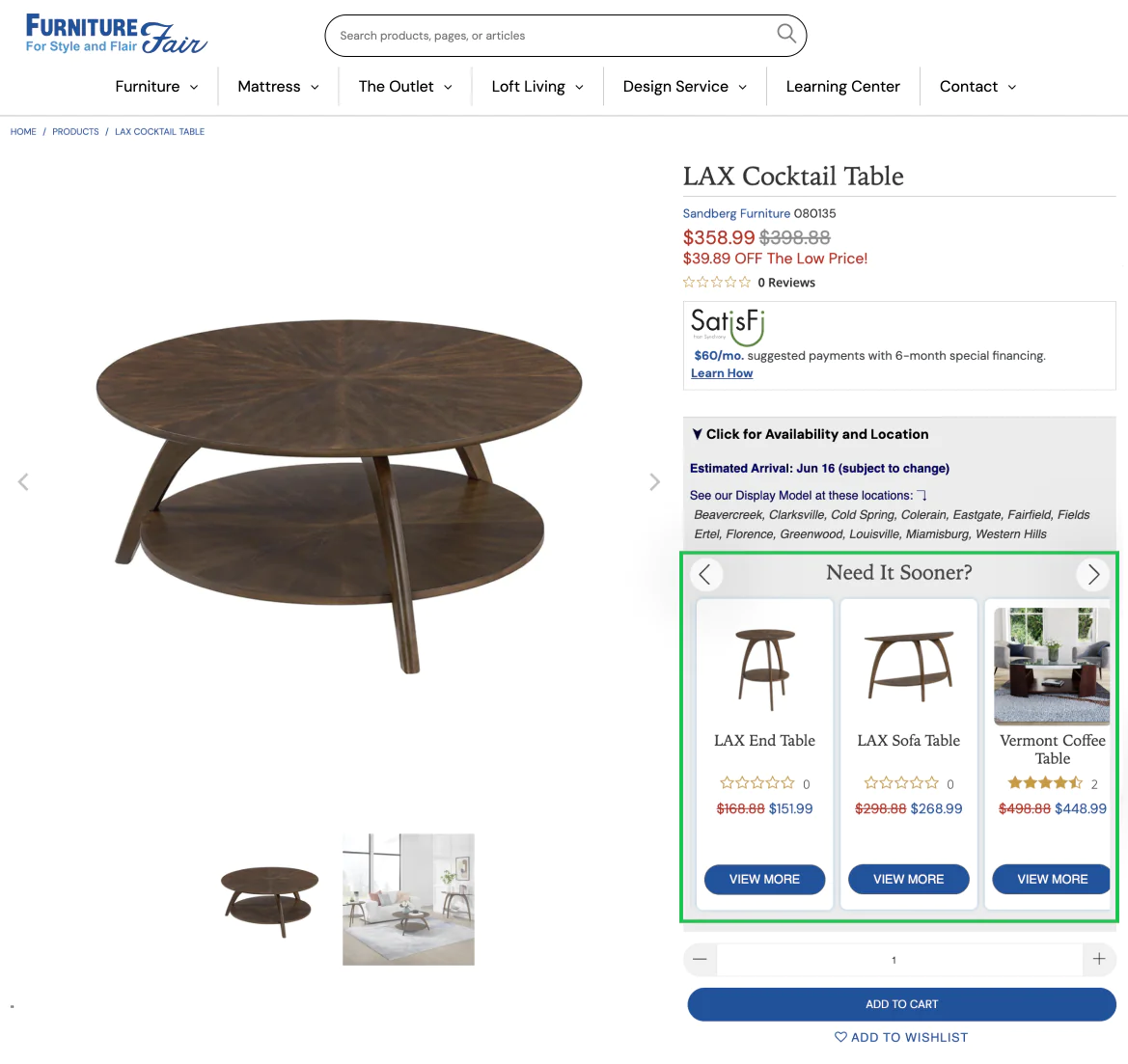 Image When delivery estimates run long, customers see ready-to-ship alternatives without having to search