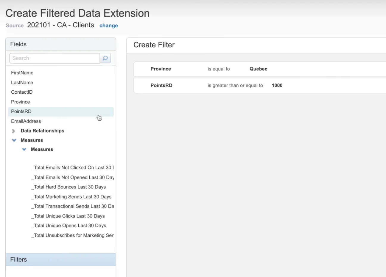 Image Salesforce Marketing Cloud: user segmentation