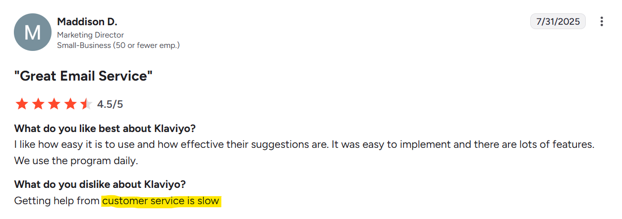 What users are saying about Klaviyo on G2