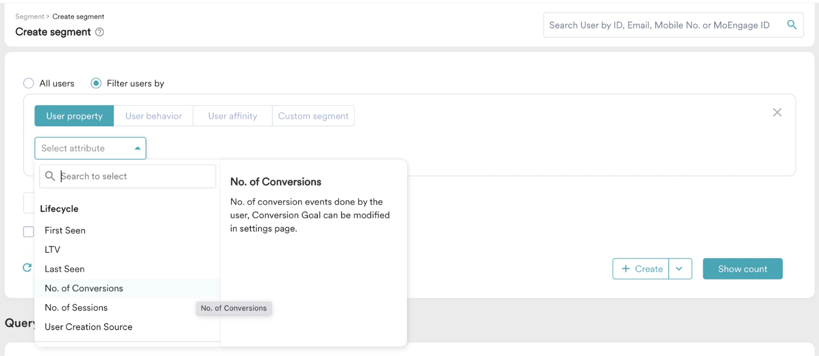 Creating a segment in MoEngage