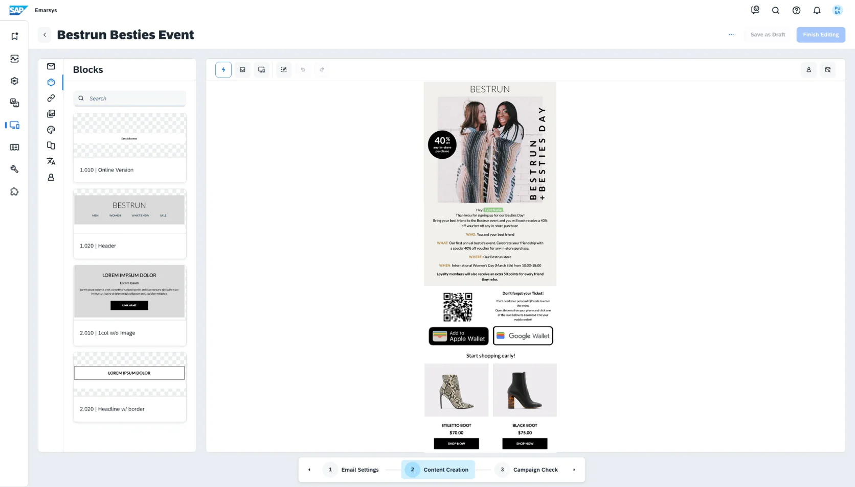 Image Emarsys’s email editor