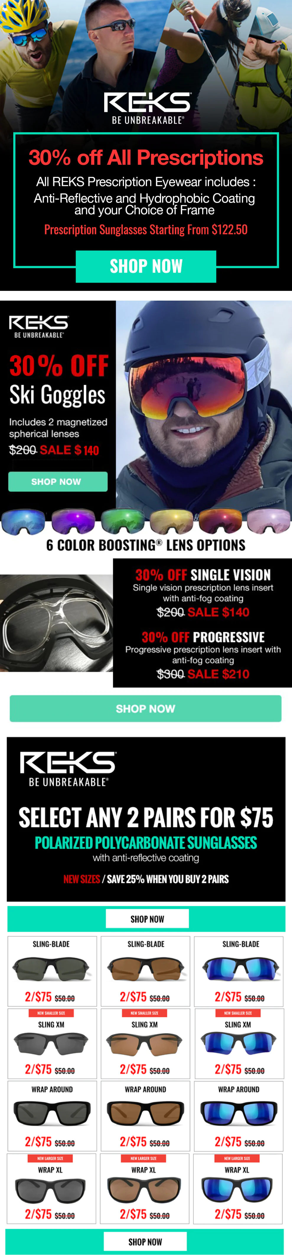 Klaviyo bulk campaign. Generic blast emails sent to everyone, regardless of their interests or behavior