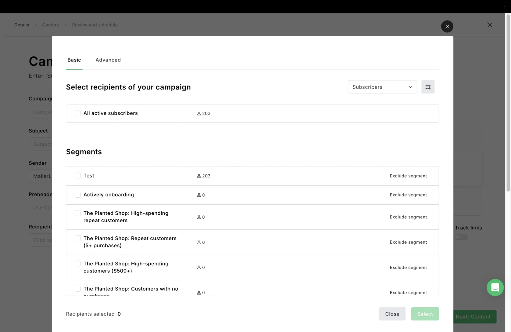 Segment examples