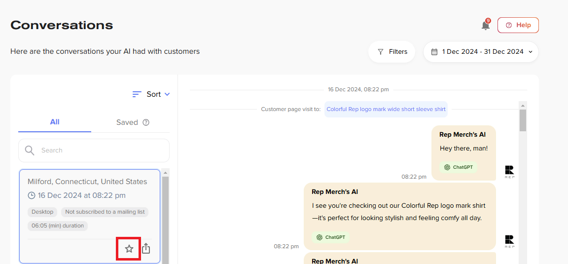 Rep AI conversations review