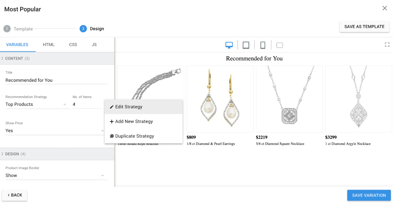 Website recommendations in Dynamic Yield