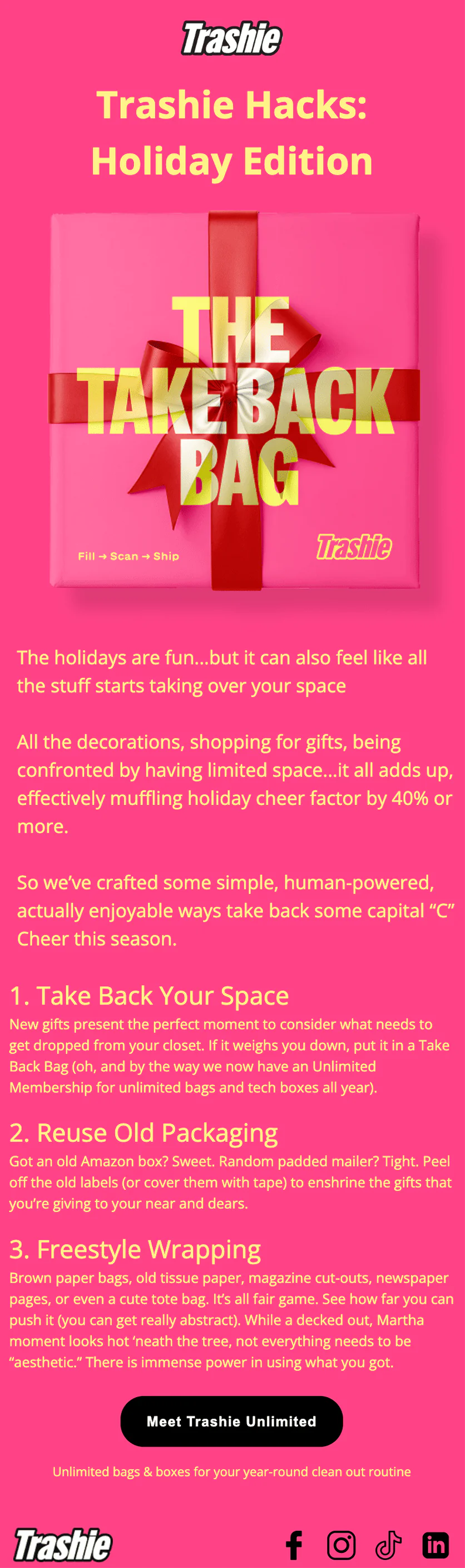 Trashie’s warm-up emails