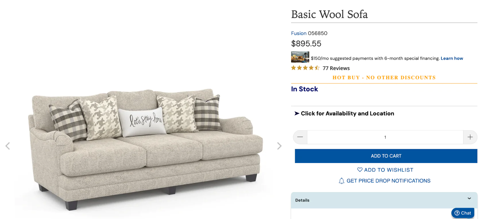 After buying this wool sofa, the customer receives…