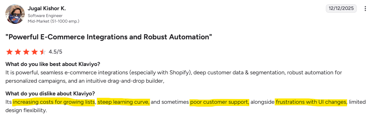 What users are saying about Klaviyo on G2