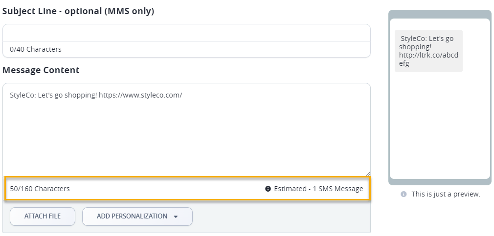 Listrak’s SMS and MMS builder