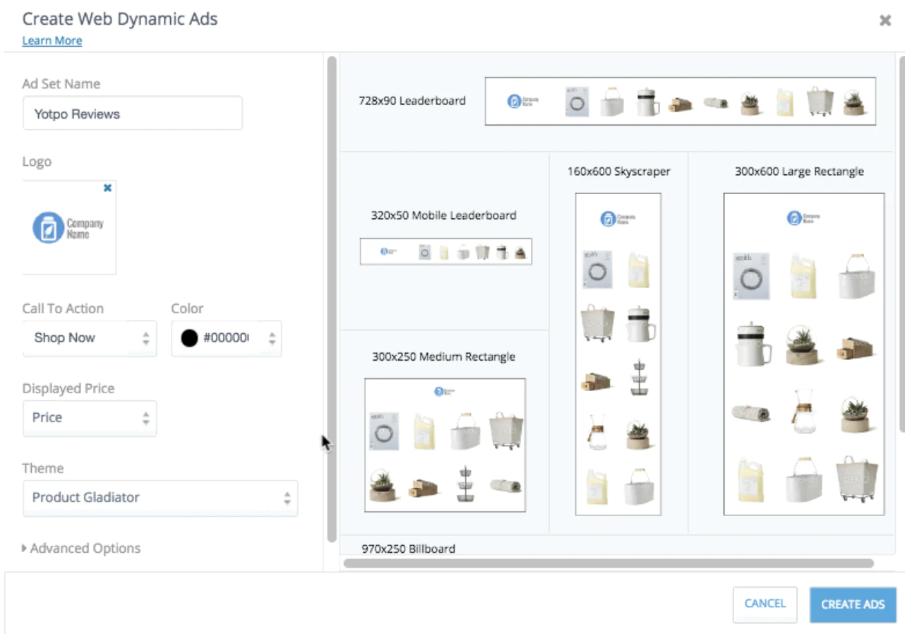 Yotpo: web dynamic ads creation