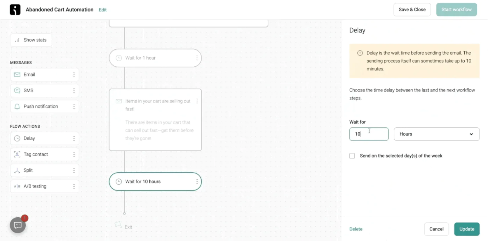 Omnisend’s prebuild abandoned cart automation