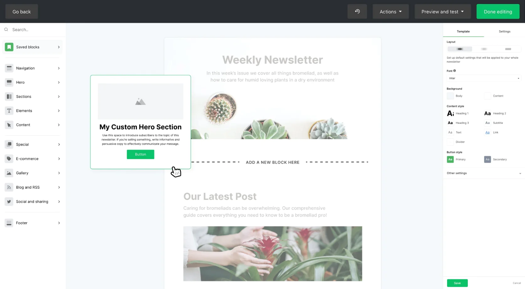 MailerLite’s email editor