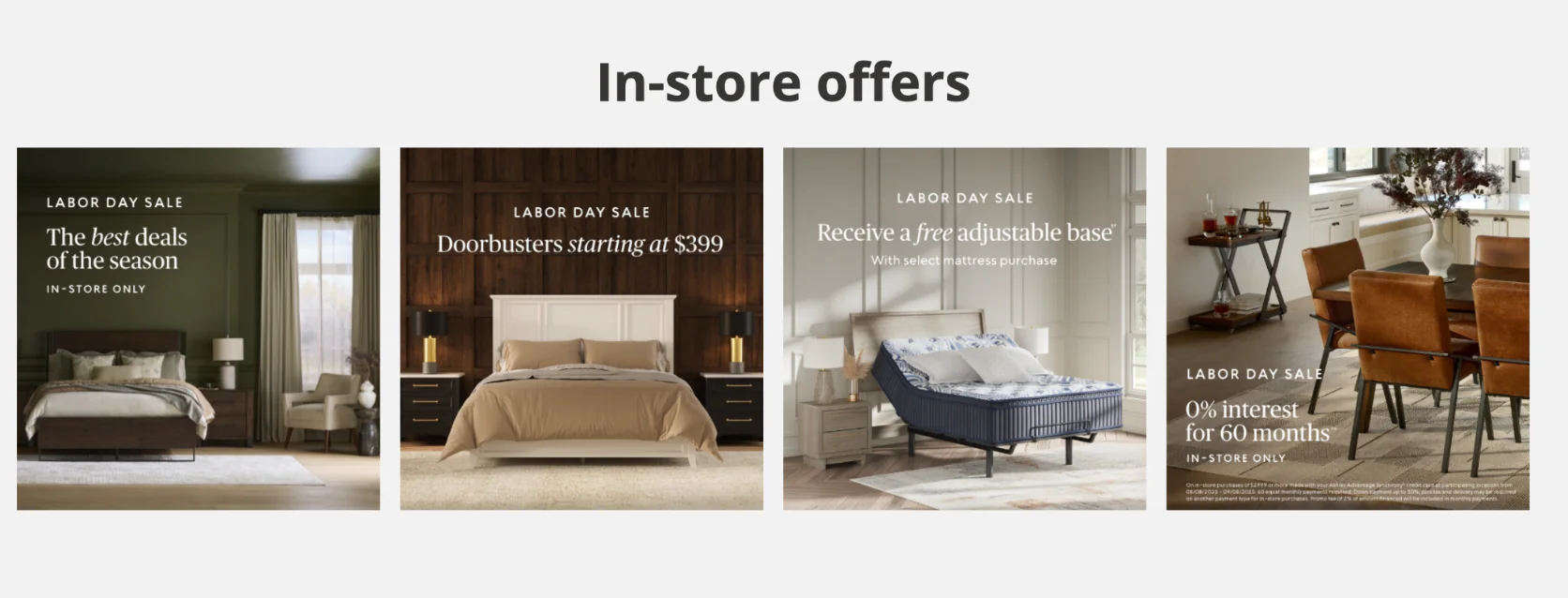 In-store offers on Ashley Furniture's website