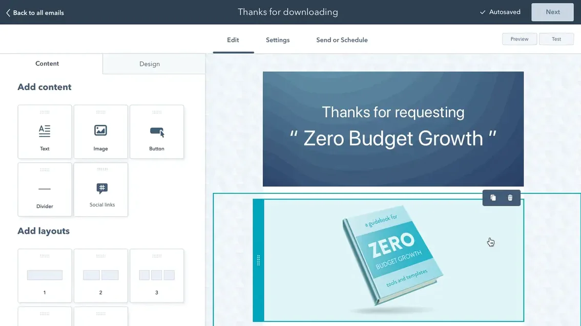 Image HubSpot’s email builder