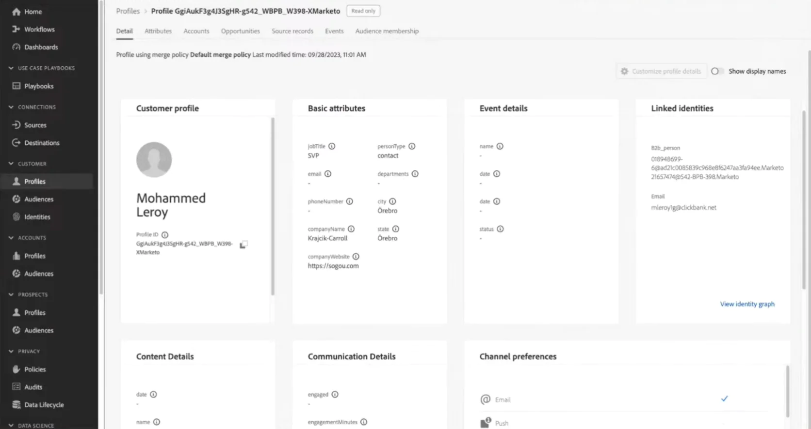 Image Customer’s profile in Adobe Real‑Time CDP