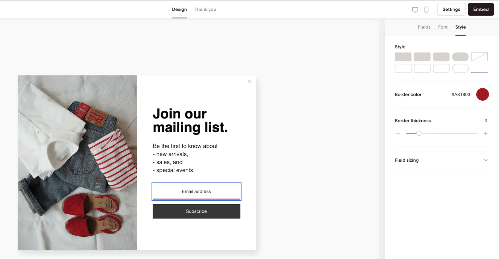 Image Lead form creation in Flodesk