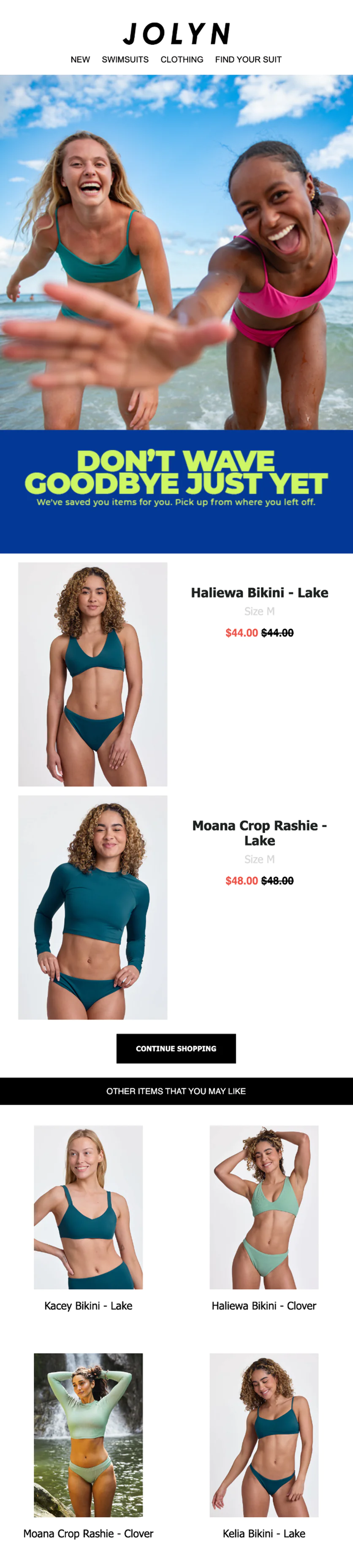 Image Abandoned checkout email after switching to Maestra: all viewed products + recommendations with similar items
