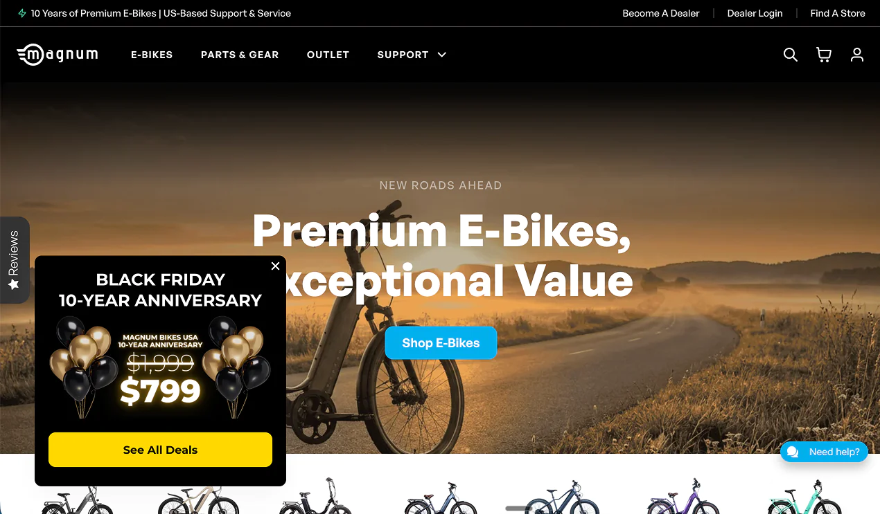 Popup highlighting the 10-Year Anniversary Sale