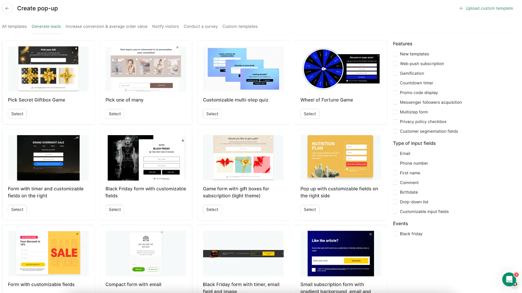 Image Maestra’s pop-up creation page