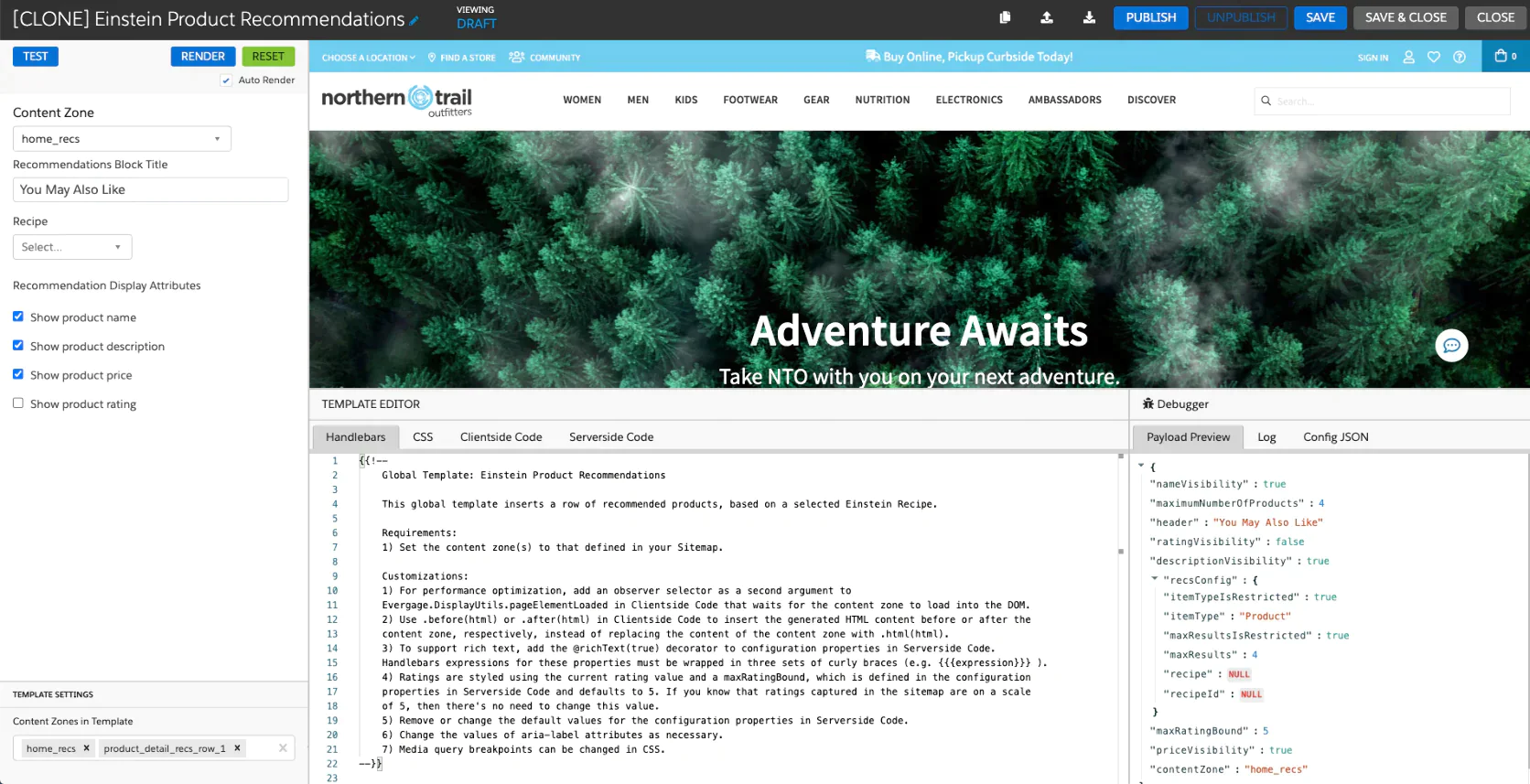 Image Salesforce Marketing Cloud’s Einstein product recommendations setup