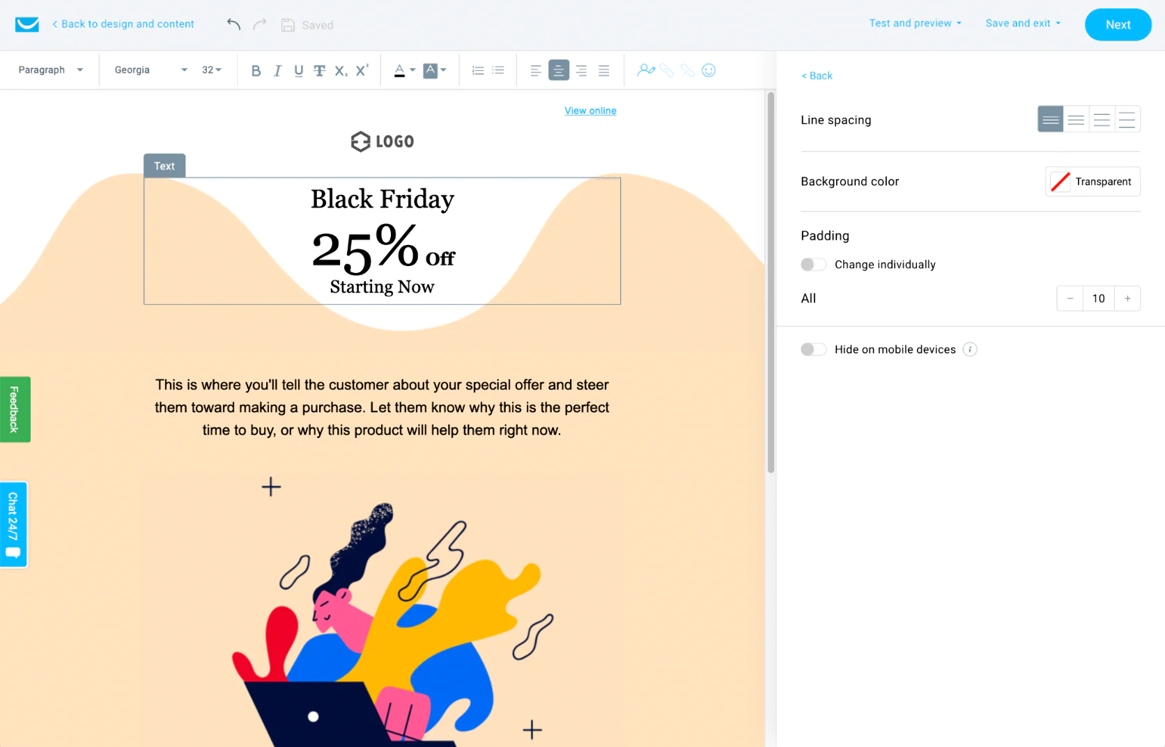 GetResponse’s email composer