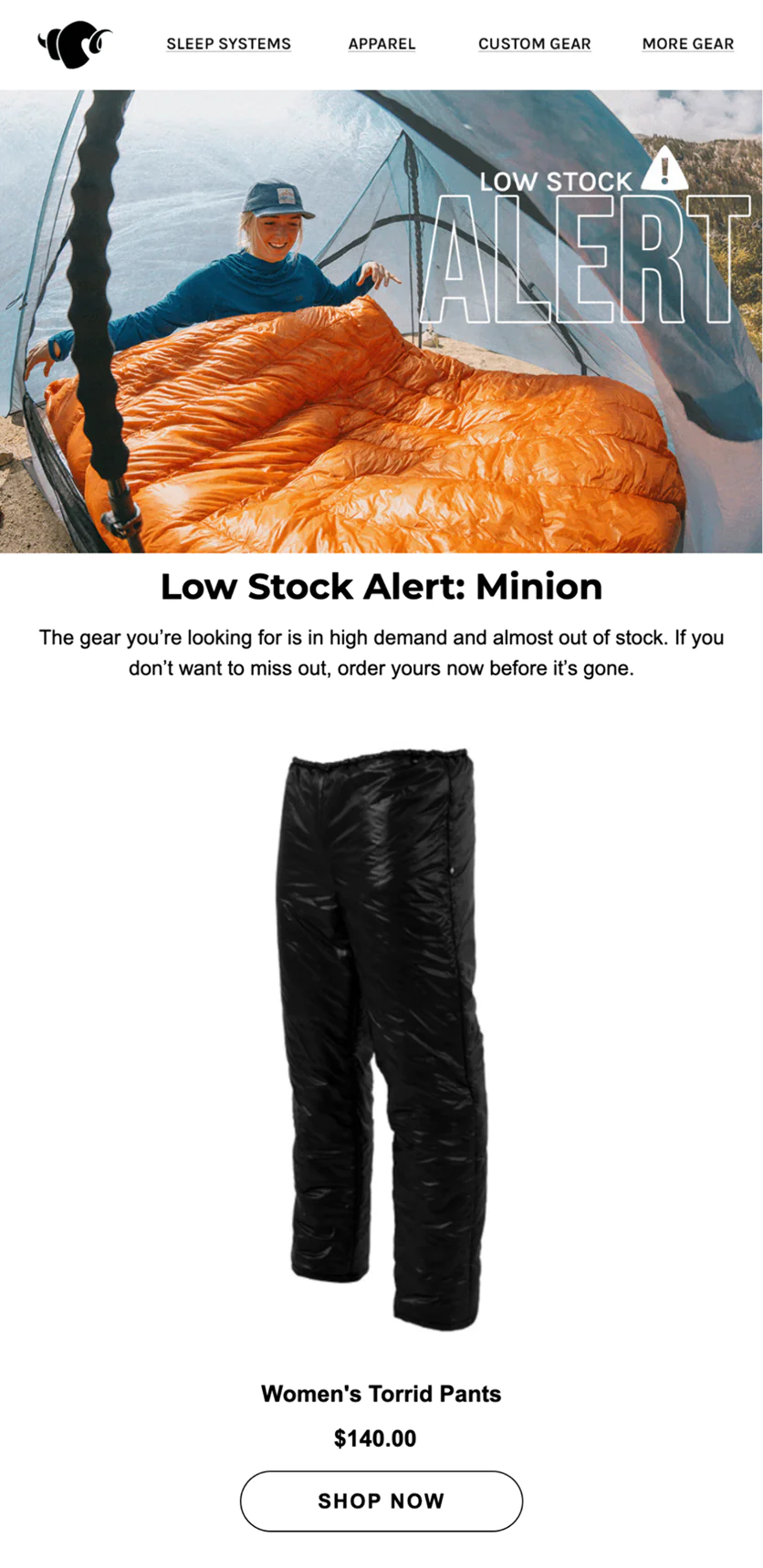 Low stock alert