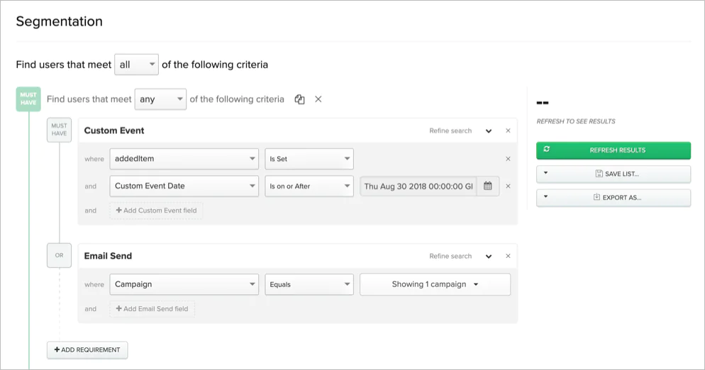 Iterable: user segmentation